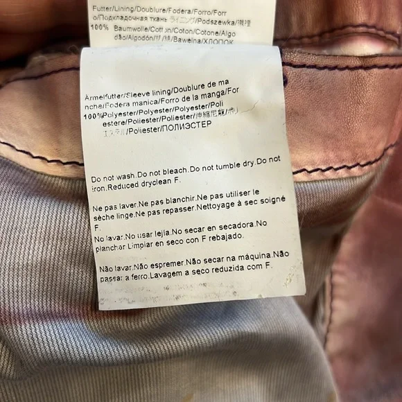 Vintage Y2K Hugo Boss Orange Label Pink/Purple Faded Distressed Leather Jacket